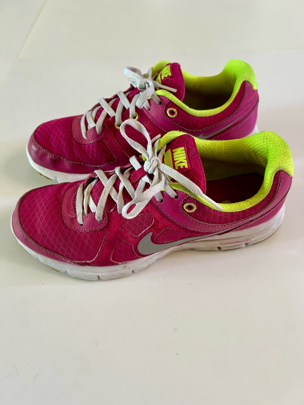 Nike Lunar Forever Size 8.5 Pink Neon Green Lunarlon Shoes Athletic Sneakers